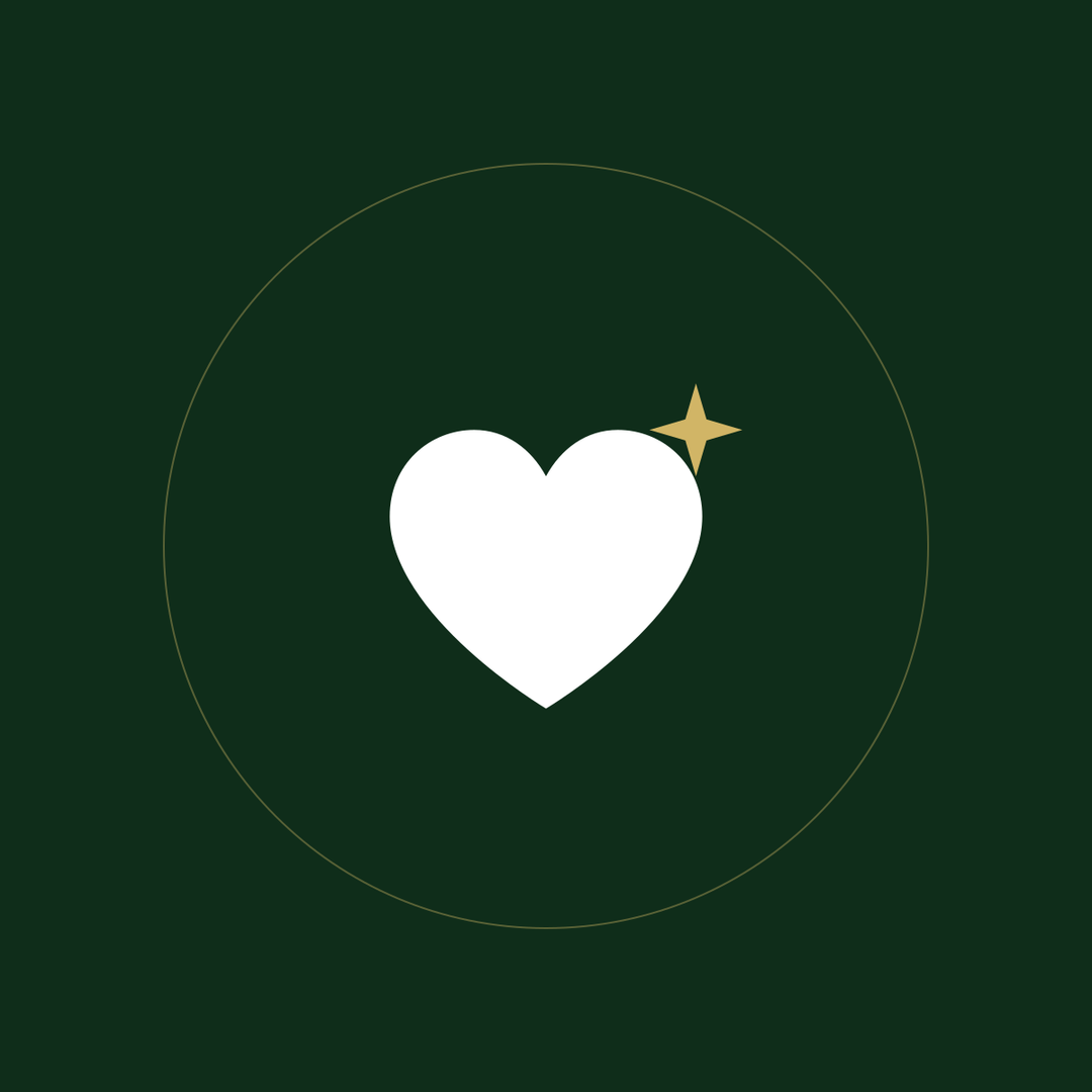 A heart with a gold sparkle