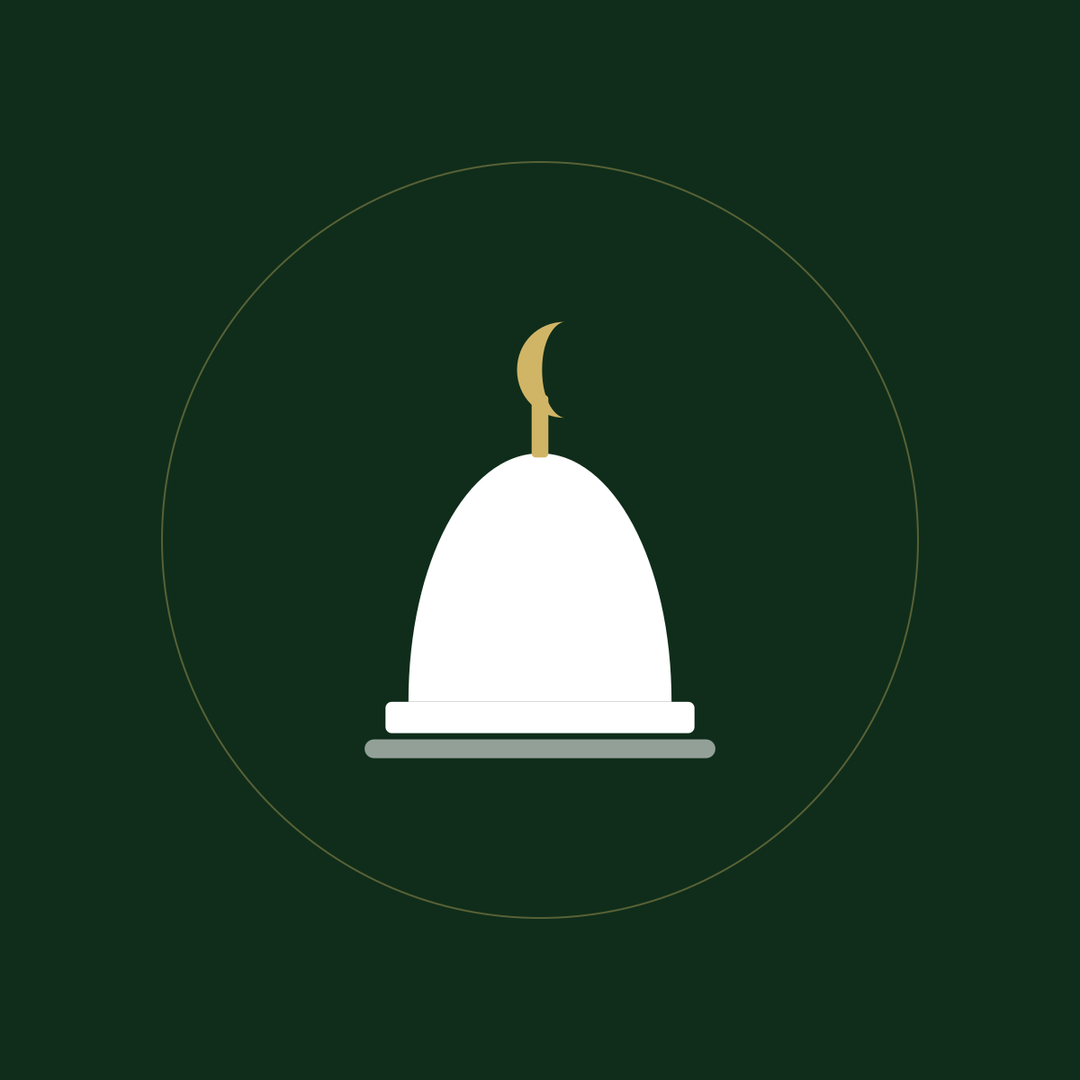 Dome of the Prophet's mosque with a gold crescent finial